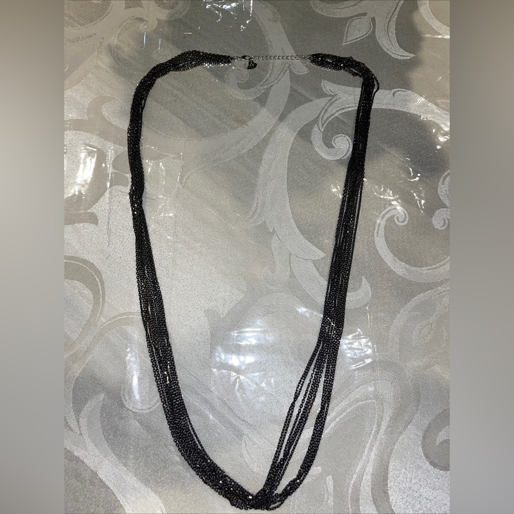 Black Thin Multi Chain Necklace - image 3